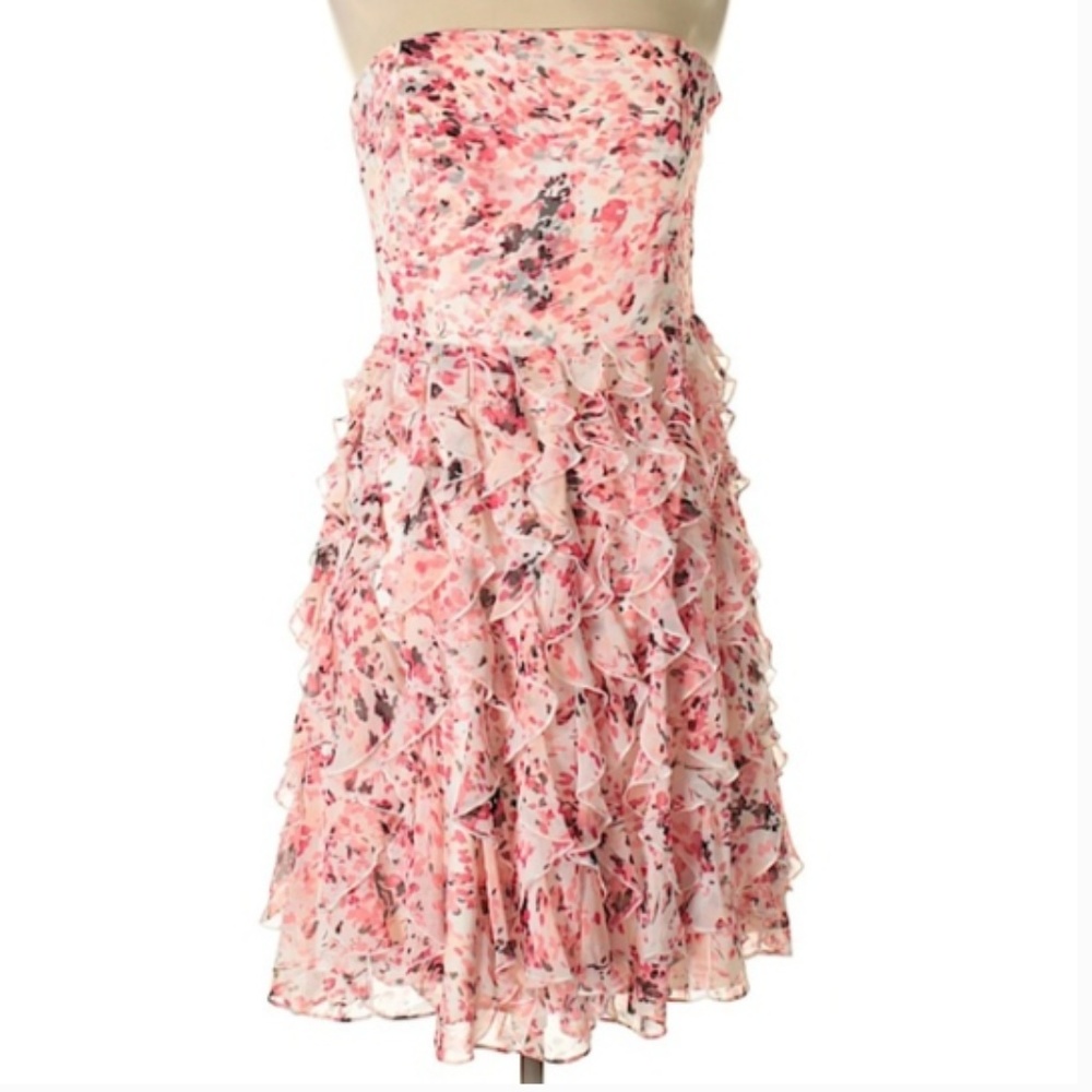 White House Black Market Ruffled Strapless Dress 4